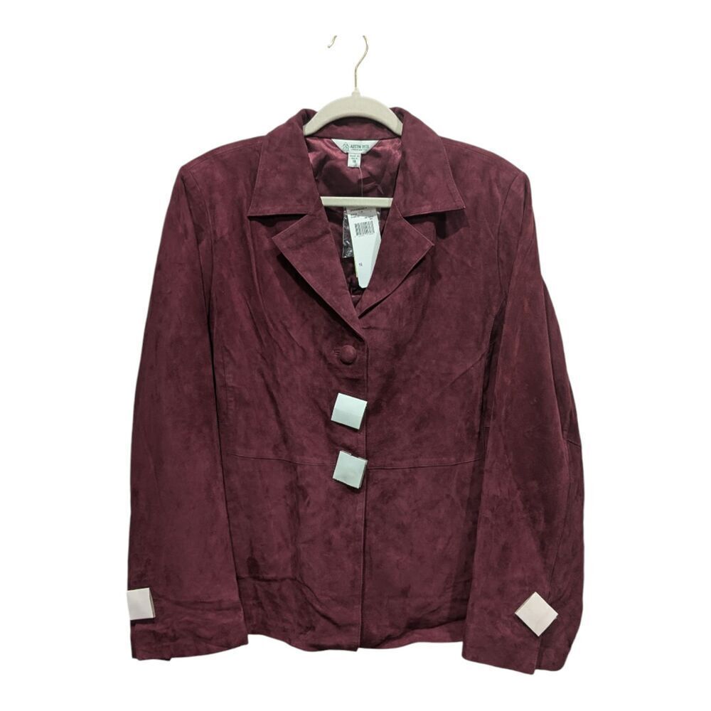 New! Vintage Austin Reed Burgundy Suede Blazer Jacket, 16